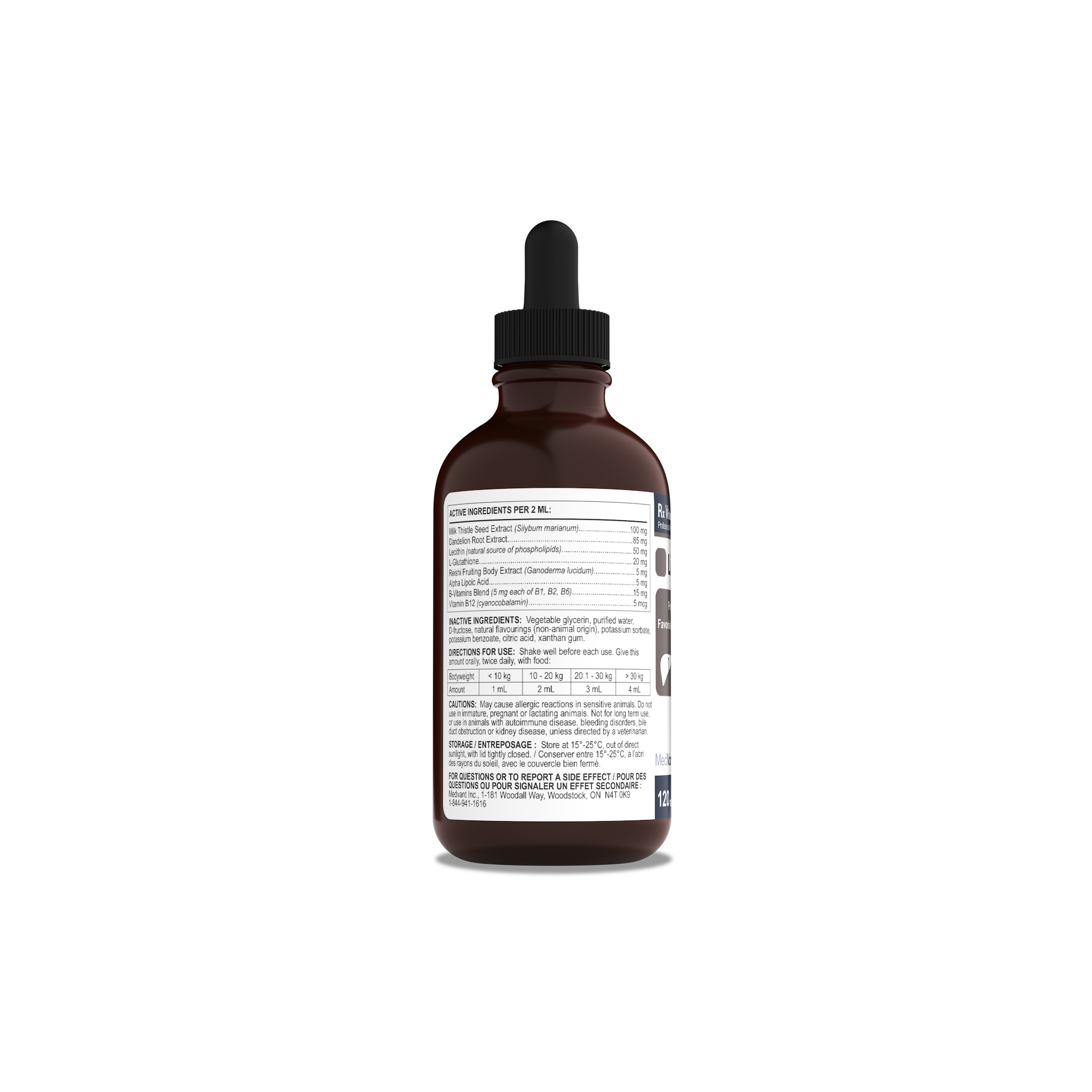 Rx Vitamins Hepato Support liquide pour chien - saveur de bacon - 120 ml